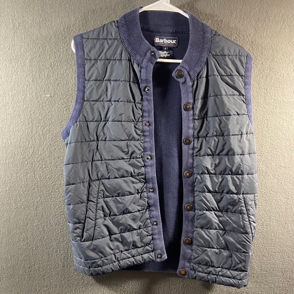 Barbour Essential Gilet Vest Weather Comfort Puffer Knit Back Quilted Navy small